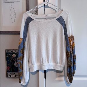 Free People Casual Clash Thermal Balloon Long Sleeve Small